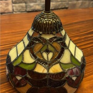 Stained Table Lamp with Bronze Accents. Not glass